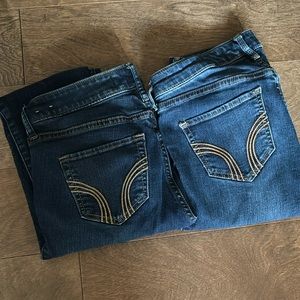 Two pairs low rise jeans, skinny
